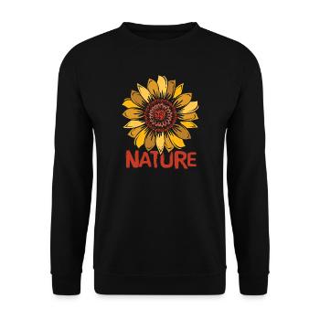 Nature Sunflower Illustration - Beautiful Flower Logo - Unisex Sweatshirt - black - Front - Alina (178cm) & Michal (187cm)