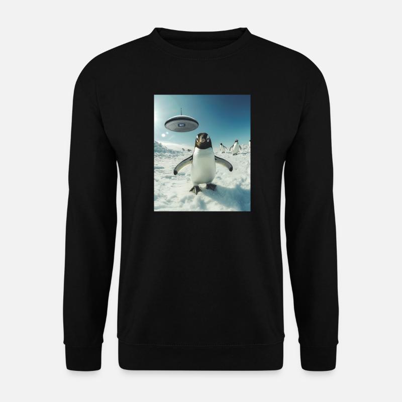 Penguin selfie with UFO - Unisex Sweatshirt - black
