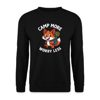 Camp More Worry Less Fuchs Design - Unisex Pullover - Schwarz - Vorne - Alina (178cm) & Michal (187cm)