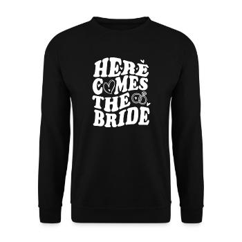 Here Comes the Bride – Hochzeit Statement - Unisex Pullover - Schwarz - Vorne - Alina (178cm) & Michal (187cm)