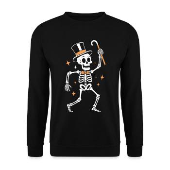 Élégant percussionniste squelette en chapeau haut de forme - Sweat-shirt Unisexe - noir - Devant - Alina (178cm) & Michal (187cm)