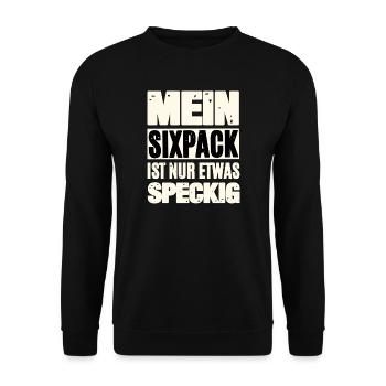 Funny Six-Pack Saying - Unisex Sweatshirt - black - Front - Alina (178cm) & Michal (187cm)