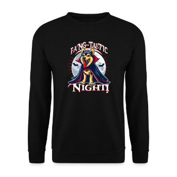 Vampire Chien Fang-tastic Nuit d’Halloween - Sweat-shirt Unisexe - noir - Devant - Alina (178cm) & Michal (187cm)