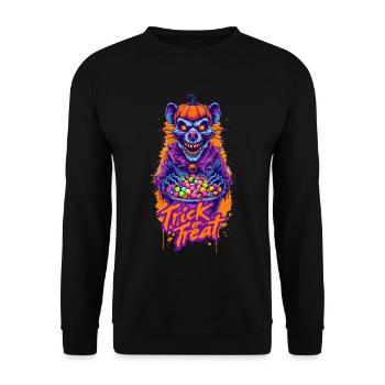 Halloween Gift Trick or Treat Zombie Rat - Unisex Sweatshirt - black - Front - Alina (178cm) & Michal (187cm)