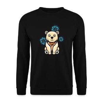 Cartoon Polar Bear with Snowflakes - Unisex Sweatshirt - black - Front - Alina (178cm) & Michal (187cm)