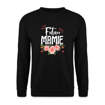Future granny, flowery pregnancy announcement - Unisex Sweatshirt - black - Front - Alina (178cm) & Michal (187cm)