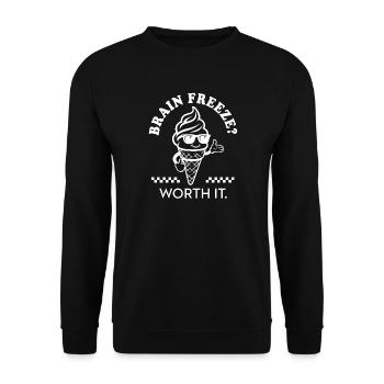 Brain Freeze Worth It – Retro Eiscreme Comic  - Unisex Sweatshirt - black - Front - Alina (178cm) & Michal (187cm)