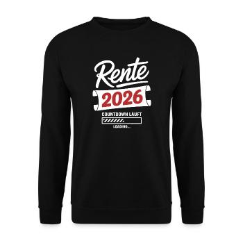 Rente 2026 Countdown Läuft - Unisex Pullover - Schwarz - Vorne - Alina (178cm) & Michal (187cm)