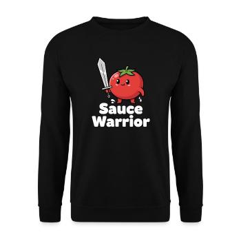 Tomato Warrior with Sword - Unisex Sweatshirt - black - Front - Alina (178cm) & Michal (187cm)