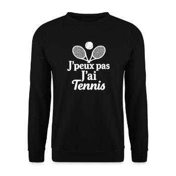 J'ai Tennis Humour Tee - Sweat-shirt Unisexe - noir - Devant - Alina (178cm) & Michal (187cm)