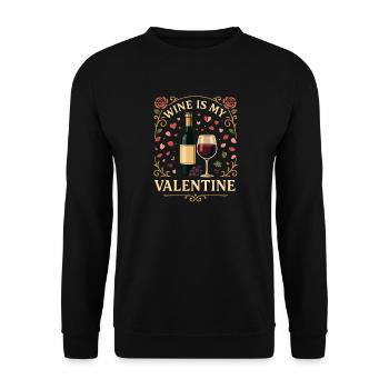Wine is my valentine - Unisex Sweatshirt - black - Front - Alina (178cm) & Michal (187cm)