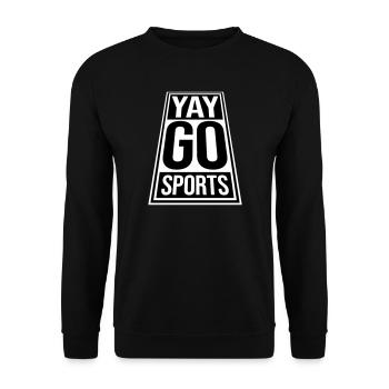 Yay Go Sports Sarkastisch Lustig Anti Sport Humor - Unisex Pullover - Schwarz - Vorne - Alina (178cm) & Michal (187cm)