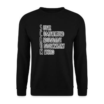 SCRUM Master hat agil das Daily Backlog Refinement - Unisex Pullover - Schwarz - Vorne - Alina (178cm) & Michal (187cm)
