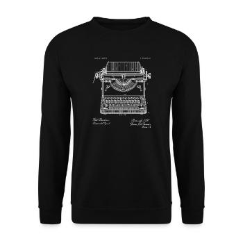 Vintage Schreibmaschinen-Bauplan - Unisex Pullover - Schwarz - Vorne - Alina (178cm) & Michal (187cm)