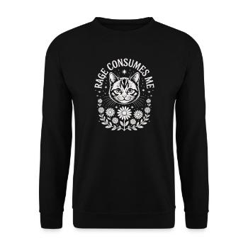 Chat et couronne florale en noir et blanc - Sweat-shirt Unisexe - noir - Devant - Alina (178cm) & Michal (187cm)