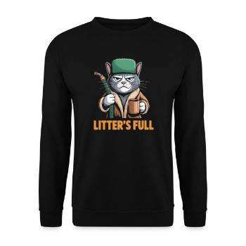 Litières pleines : parodie drôle de chat de Noël - Sweat-shirt Unisexe - noir - Devant - Alina (178cm) & Michal (187cm)