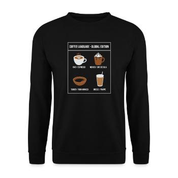 Coffee Language Global Edition - Unisex Sweatshirt - black - Front - Alina (178cm) & Michal (187cm)