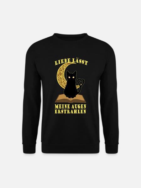 Romantic Moon Book Cat - Unisex Sweatshirt - black