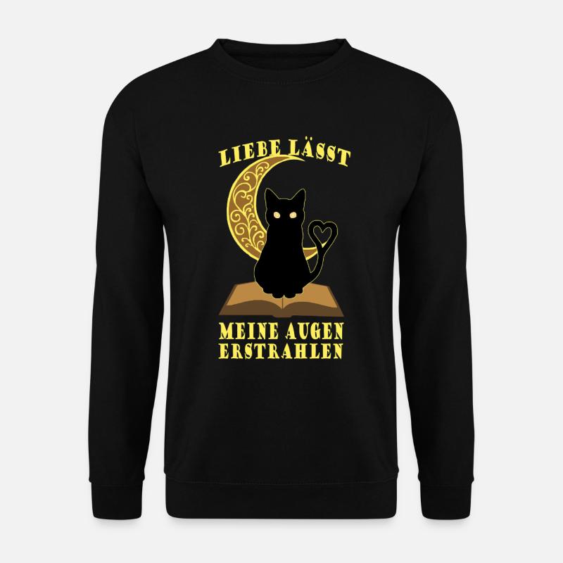 Romantische Mond Buchkatze - Unisex Pullover - Schwarz