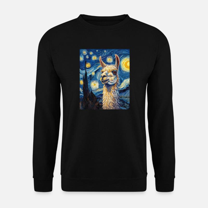 Lama Van Gogh Style - Unisex Pullover - Schwarz