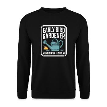 Early Bird Gardener Morning Water Crew - Unisex Sweatshirt - black - Front - Alina (178cm) & Michal (187cm)
