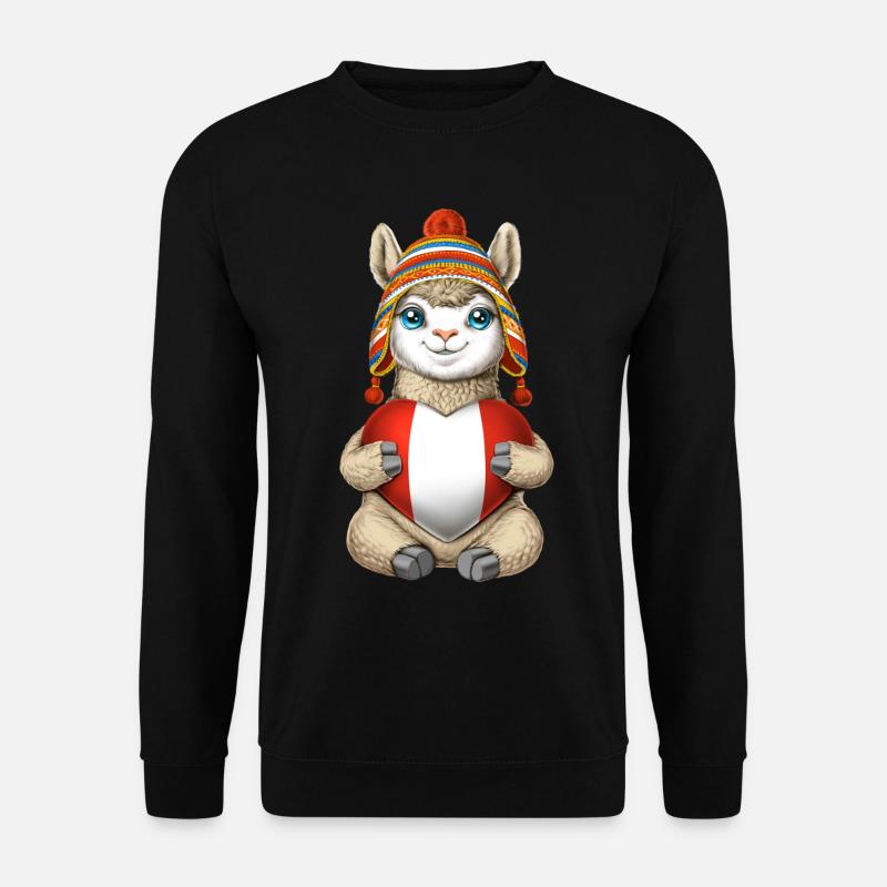 Peruanisches Llama - Unisex Pullover - Schwarz