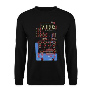 Audio Circuit Platinenkunst - Unisex Pullover - Schwarz - Vorne - Alina (178cm) & Michal (187cm)