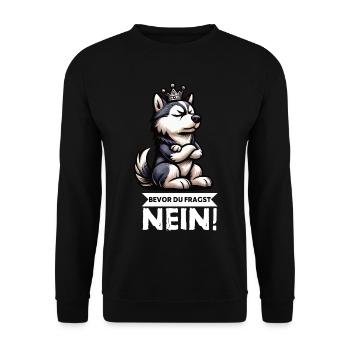 Before you ask Husky Huskies Husky Owners - Unisex Sweatshirt - black - Front - Alina (178cm) & Michal (187cm)
