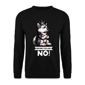 Avant de demander Husky Huskies Huskyowners Huskyfan - Sweat-shirt Unisexe - noir - Devant - Alina (178cm) & Michal (187cm)