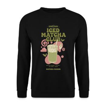 Iced Matcha Club Kyoto Cafe Matcha Maker Green Tea - Unisex Sweatshirt - black - Front - Alina (178cm) & Michal (187cm)
