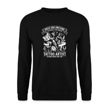 Old School Tattoo Artist Motif - Unisex Sweatshirt - black - Front - Alina (178cm) & Michal (187cm)