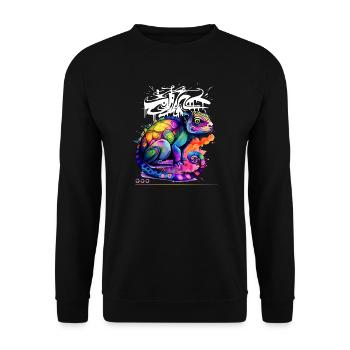 Graffiti caméléon coloré - Sweat-shirt Unisexe - noir - Devant - Alina (178cm) & Michal (187cm)