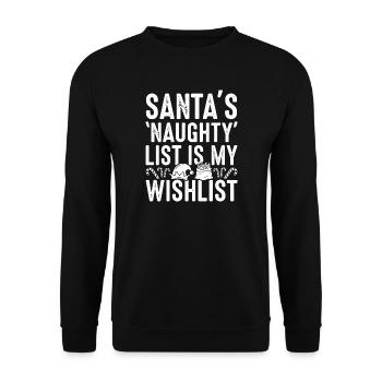 Santa's Naughty List Ist Meine Wishlist - Unisex Pullover - Schwarz - Vorne - Alina (178cm) & Michal (187cm)