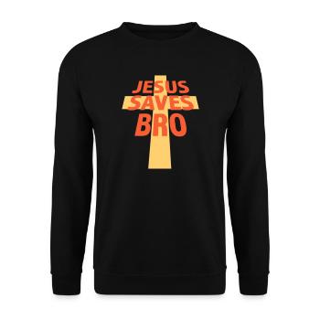 Jésus sauve un frère Dicton religieux drôle Logo de la foi - Sweat-shirt Unisexe - noir - Devant - Alina (178cm) & Michal (187cm)