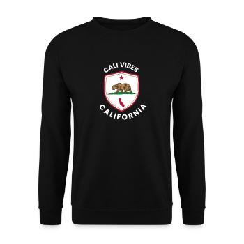 Cali Vibes California Shield - Unisex Sweatshirt - black - Front - Alina (178cm) & Michal (187cm)