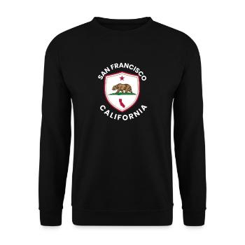 Emblem der kalifornischen Bärenflagge - Unisex Pullover - Schwarz - Vorne - Alina (178cm) & Michal (187cm)