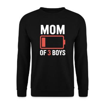 Mutter von 3 Jungen Batterie - Unisex Pullover - Schwarz - Vorne - Alina (178cm) & Michal (187cm)