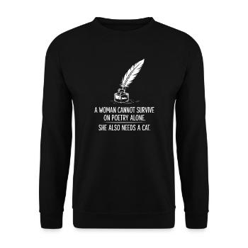 Poesie und Katzen - Unisex Pullover - Schwarz - Vorne - Alina (178cm) & Michal (187cm)