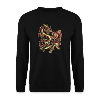 Dragon et Chinois Tigre - Sweat-shirt Unisexe - noir - Devant - Alina (178cm) & Michal (187cm)