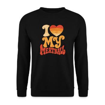 Ich liebe mein Fleischbällchen: Gourmet-Humor - Unisex Pullover - Schwarz - Vorne - Alina (178cm) & Michal (187cm)