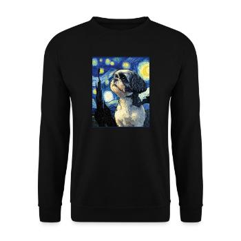 Shih Tzu - Sweat-shirt Unisexe - noir - Devant - Alina (178cm) & Michal (187cm)
