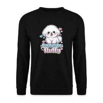 Born to be Fluffy -  niedliches Hunde Design - Unisex Pullover - Schwarz - Vorne - Alina (178cm) & Michal (187cm)
