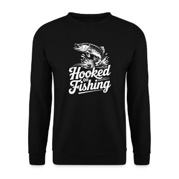 Angeln Hooked on Fishing - Unisex Sweatshirt - black - Front - Alina (178cm) & Michal (187cm)