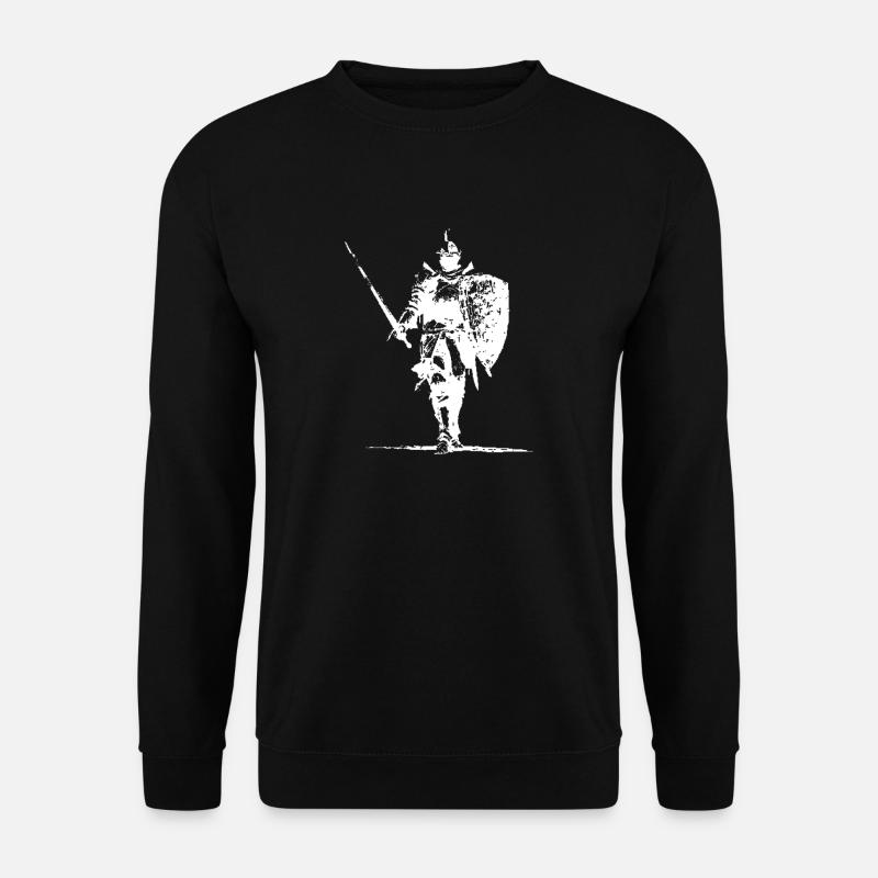 Ritter-Silhouette mit Schild und Speer - Unisex Pullover - Schwarz