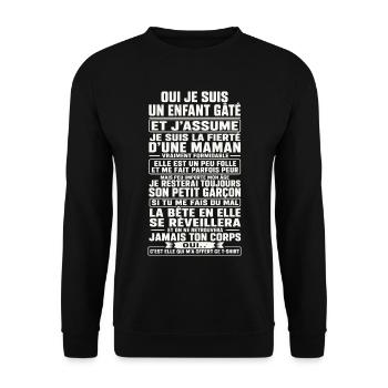 Fils Cadeau humour personnalisé - Sweat-shirt Unisexe - noir - Devant - Alina (178cm) & Michal (187cm)