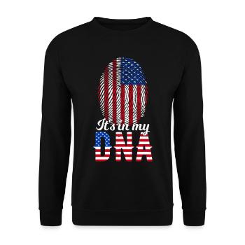 C’est dans mon ADN Empreinte américaine Drapeau américain - Sweat-shirt Unisexe - noir - Devant - Alina (178cm) & Michal (187cm)