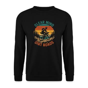 Clear Mind, Schotterstraßen Retro - Unisex Pullover - Schwarz - Vorne - Alina (178cm) & Michal (187cm)