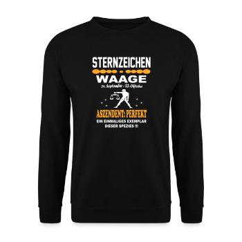Sternzeichen Waage Ascendant Perfekt - Unisex Pullover - Schwarz - Vorne - Alina (178cm) & Michal (187cm)