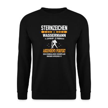 Sternzeichen Wassermann Ascendent Perfekt - Unisex Pullover - Schwarz - Vorne - Alina (178cm) & Michal (187cm)
