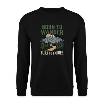 Trail Running - Born to Wander, Built to Endure - Unisex Sweatshirt - black - Front - Alina (178cm) & Michal (187cm)
